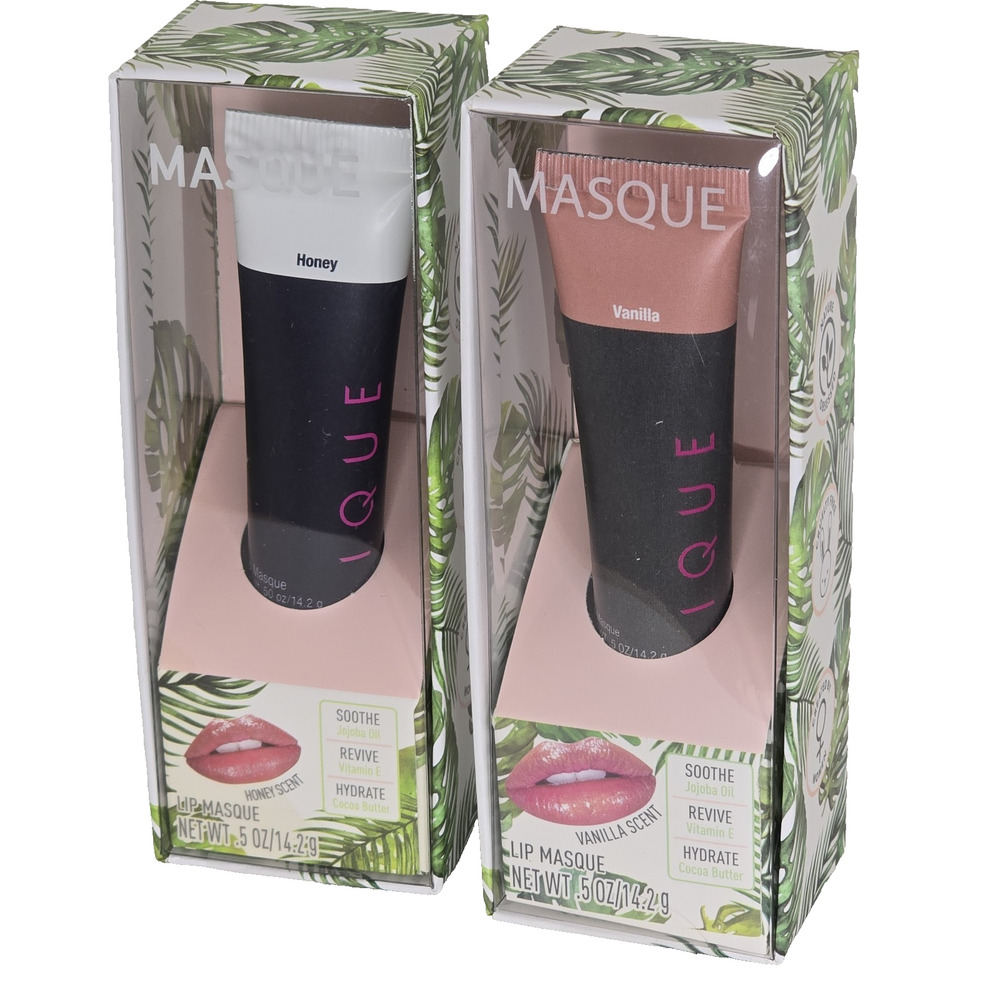 LIQUE Lip Masque 2-Pack Honey & Vanilla Scent Soothe Revive Hydrate .5oz Each